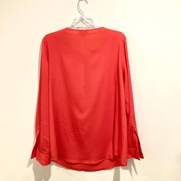 Calvin Klein Size L Coral Roll Tab Blouse - Picture 2 of 10